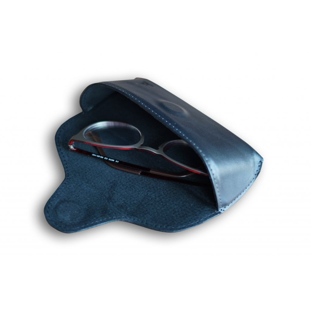 Zwart leren brillenkoker Noir