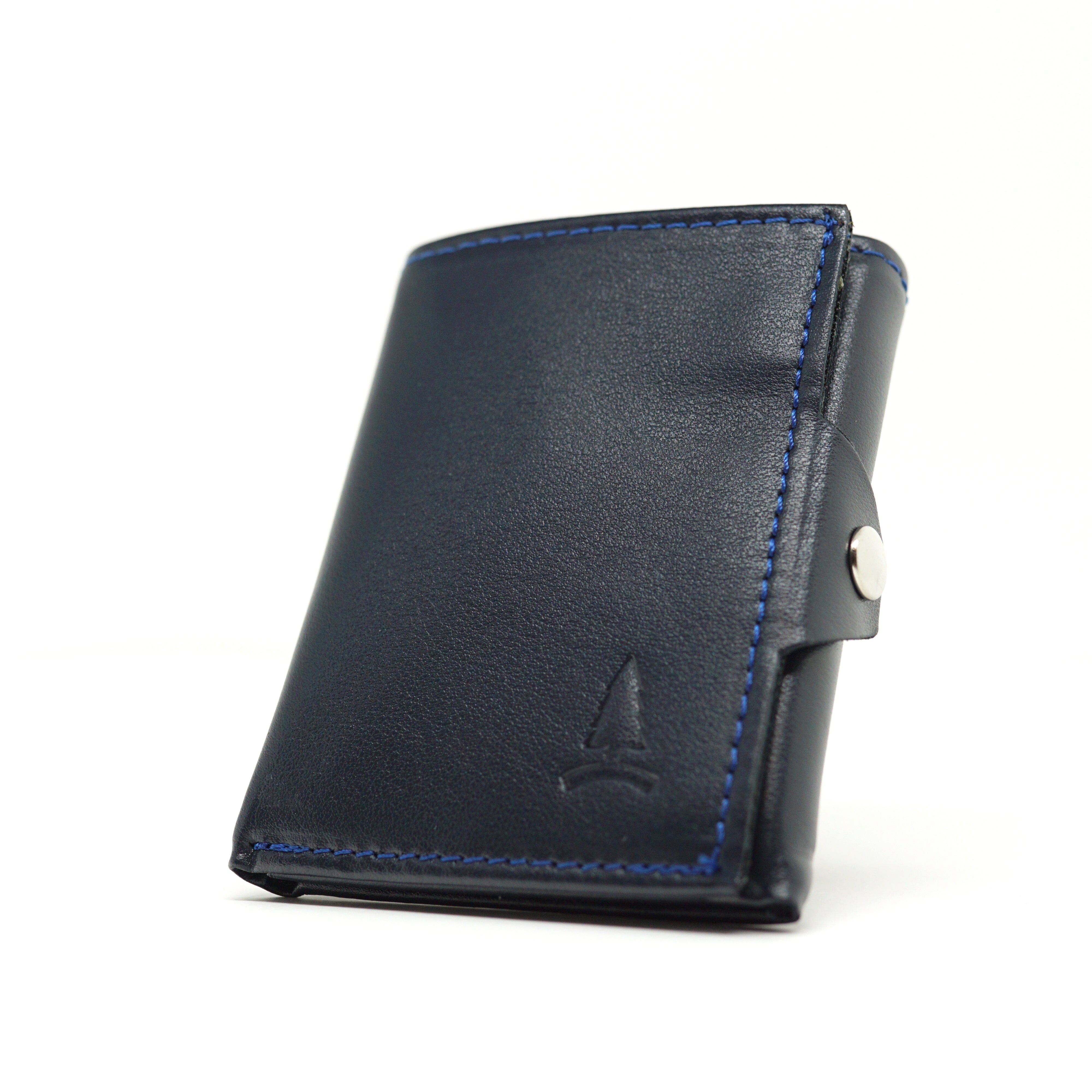 Blue minimalist universe leather wallet