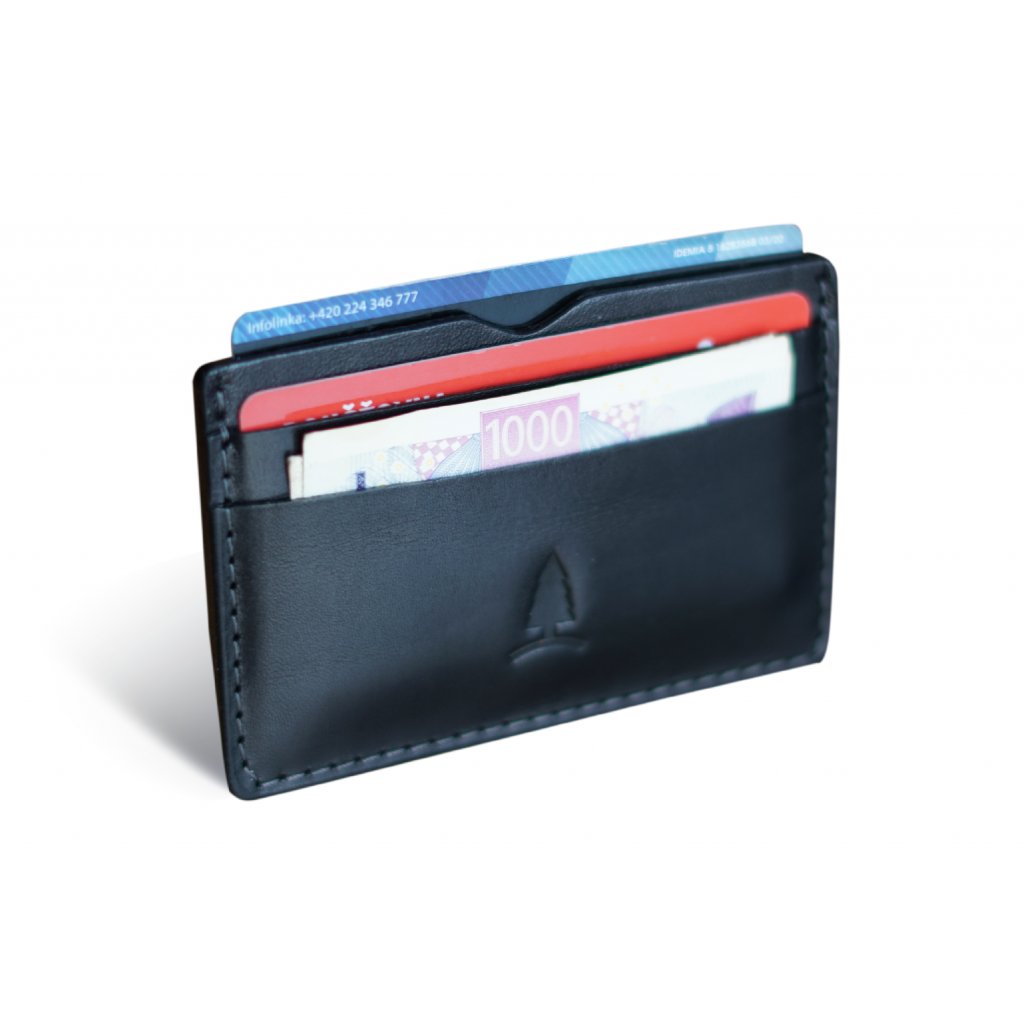 Leather case for cards and banknotes Noir